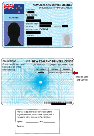 Image of New Zealand Drivers licence