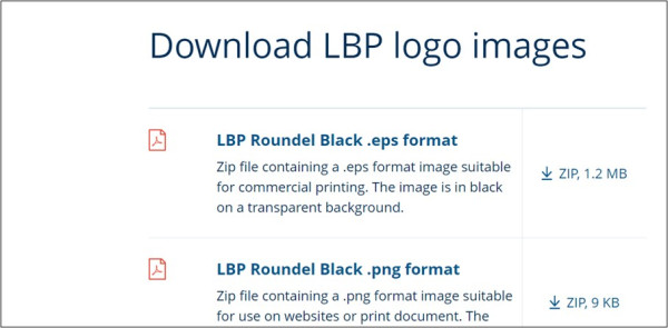 Downloading the LBP logo screen shot