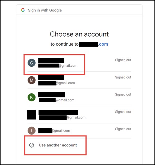 Recovering your settings for your Google account screen shot