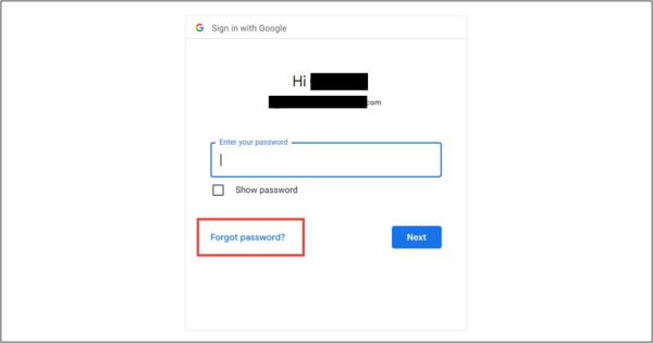 Recovering your settings for your Google account screen shot
