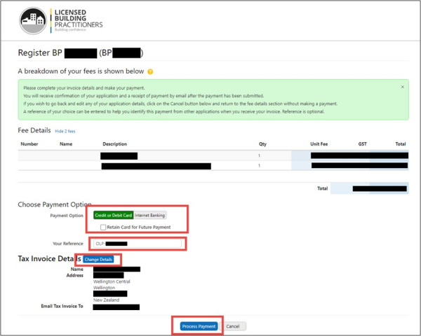 Renewing an existing licence screen shot