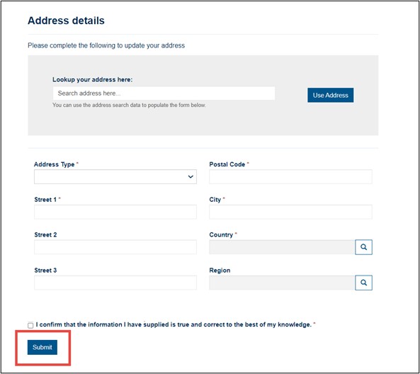 Renewing an existing licence screen shot