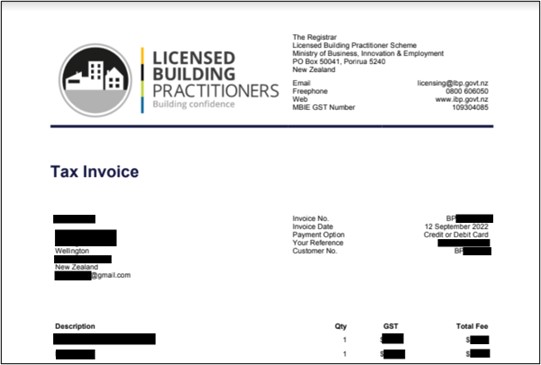 Renewing an existing licence screen shot