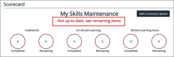 Updating your skills maintenance activities screen shot
