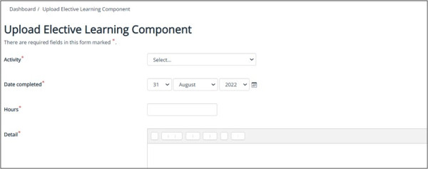 Updating your skills maintenance activities screen shot