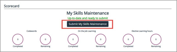 Updating your skills maintenance activities screen shot